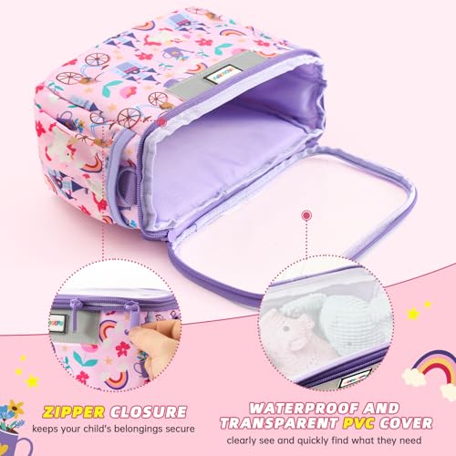 Kids Bike Basket Front Waterproof Handlebar Bag with Shoulder Strap - Pink