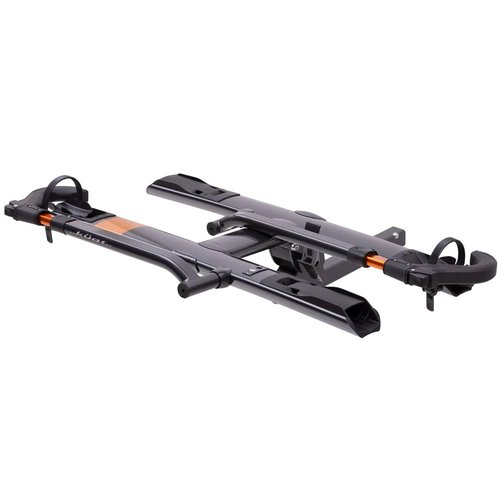 KUAT Sherpa 2.0 Durable Lightweight Aluminum Compact 2 Bike Transporting Hitch Rack with Cable Lock & Foldable Tire Cradles | Capacity - 40 Lbs per Tray, Gray Metallic & Orange Anodize, 2"