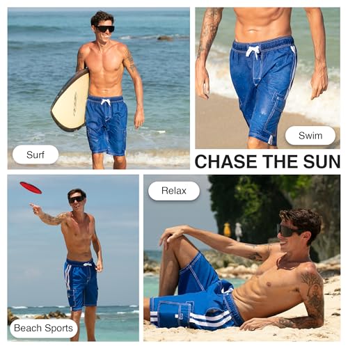 Men's Swim Trunks Medium Barracuda Royal Blue - Quick Dry, UPF 50+
