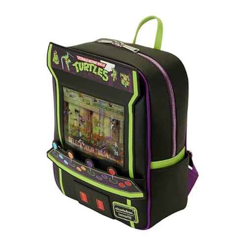 Loungefly Teenage Mutant Ninja Turtles 40th Anniversary Vintage Arcade Mini Backpack, Black/Charcoal, Taglia unica