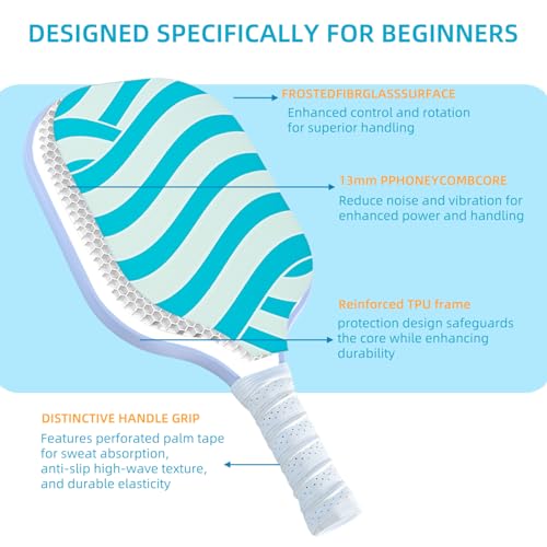 Lightweight Pickleball Paddles Set of 4 for Beginners with Balls & Backpack