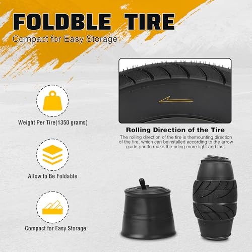 16-Inch Fat Tire for E-Bike Mountain Snow Bike Heavy Duty Off-Road Tire - Black