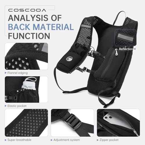 Lightweight Running Vest for Women Men, Adjustable Chest Straps Running Hydration Vest with 1.5L Water Bladder for Hiking Trail Running Cycling Race Marathon