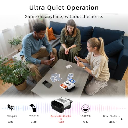 Automatic Card Shuffler for 1-2 Decks - White, Dual Modes & Rechargeable