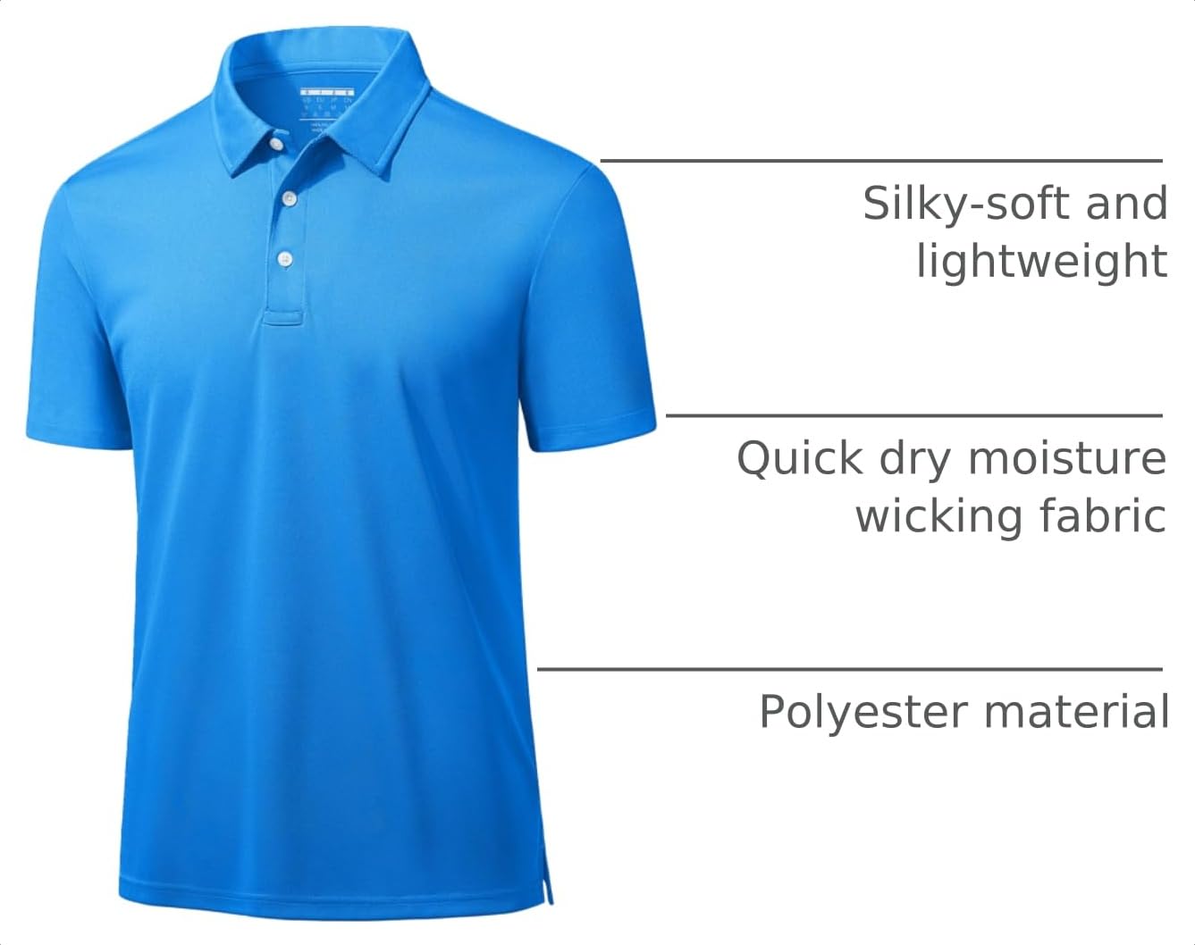 MAGCOMSEN Men's Polo Shirts Short Sleeve Athletic Pique Golf Shirt Dry Fit Performance Casual Work Polos for Men Azure