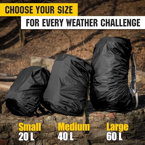 Waterproof Backpack Rain Cover for 30-40L Hiking Travel Camping Black Medium