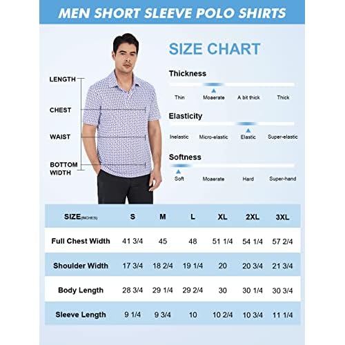Hodaweisolp Golf Shirts for Men Dry Fit Print Moisture Wicking Performance Short Sleeve Polo Shirt