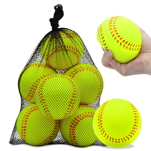 Optic Yellow Soft Foam Softballs 6 Pack - 11 Inch Training Balls for Beginners