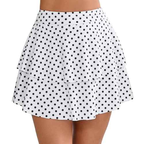 Halcurt Women's High Waisted Ruffle Swim Skirt with Shorts Tummy Control Swimsuit Bottoms