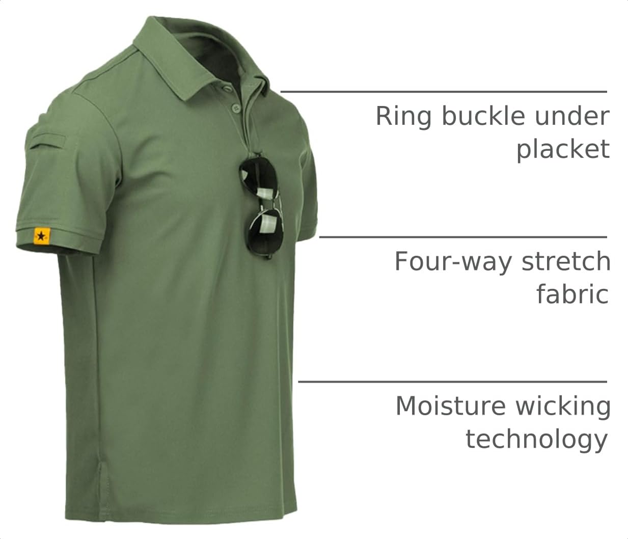 ZITY Mens Polo Shirt Short Sleeve Sports Tactical T-Shirt Athletic Golf Polos Daily Casual Stylish Collared Shirts for Men Green 5X-Large