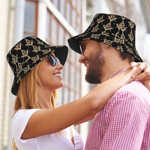 Unisex Masonic Square Bucket Hat for Summer Travel & Outdoor Activities - Packable Sun Protection