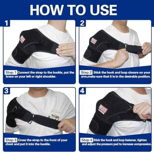 Adjustable Shoulder Brace for Rotator Cuff Tear & Post-Surgery Recovery - Arm Sling with Ice Pack Pocket, Breathable Compression Sleeve for Sports Injury, Arthritis, Men & Women (Black)