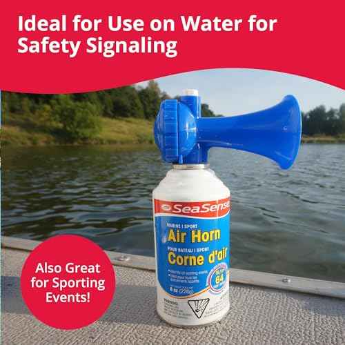SeaSense Air Horn ? Large Size (3.5 oz), 118 dB ? Loud 1 Mile Range, Meets EPA & USCG Standards ? Great for Boat & Marine Safety, Ideal for Sporting Events Such as Football & Soccer