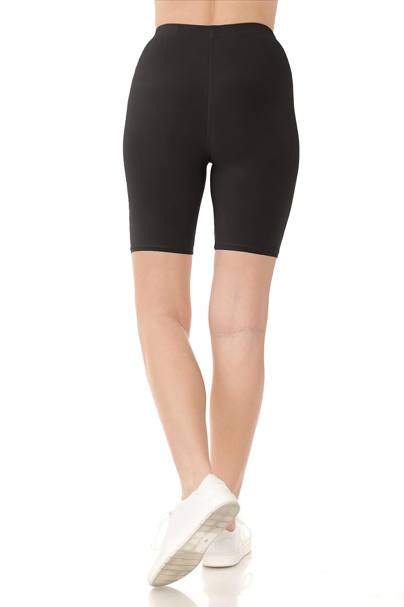Black 1X Leggings Depot Women’s Biker Shorts - Peach Skin 4-Way Stretch