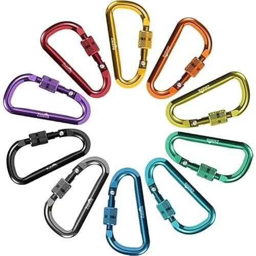 6pcs 2¡±D-Clip Durable Locking Carabiner Keychain Clip with Hook