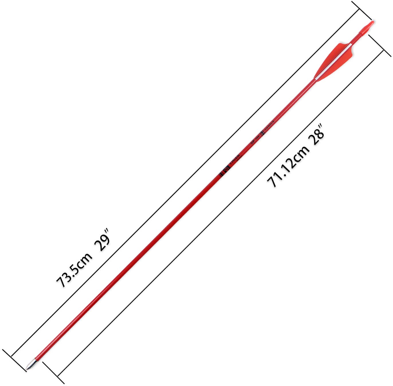 TIGER ARCHERY 28inch Archery Fiberglass Youth Arrows for Recurve Bows- Beginners Adult and Youth Kids Arrows Practice (Red Bullet Tips)