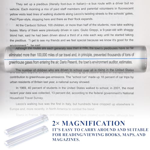 Magnifying Ruler Set for Reading & Crafts - 6 Inch Blue Guide Line Magnifiers