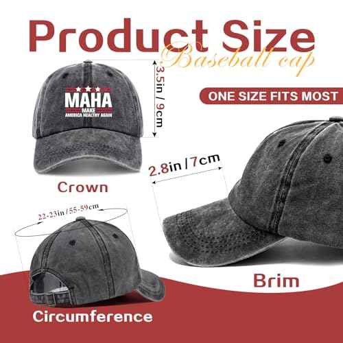 zcyhtqp, Maha Make America Healthy Again, Funny Baseball Cap, Maha Hat,Patriot Cap, Dad Hat, Funny Trucker Hats with Sayings, Humor Caps, Adjustable Cotton Baseball Cap Black