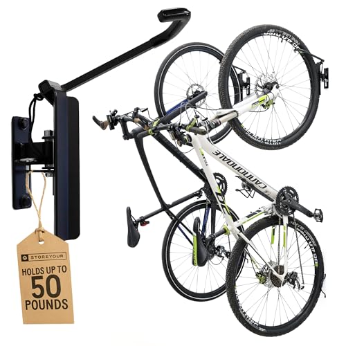 BLACK Heavy Duty Swivel Bike Wall Mount Rack 2 Pack - Holds 50lbs