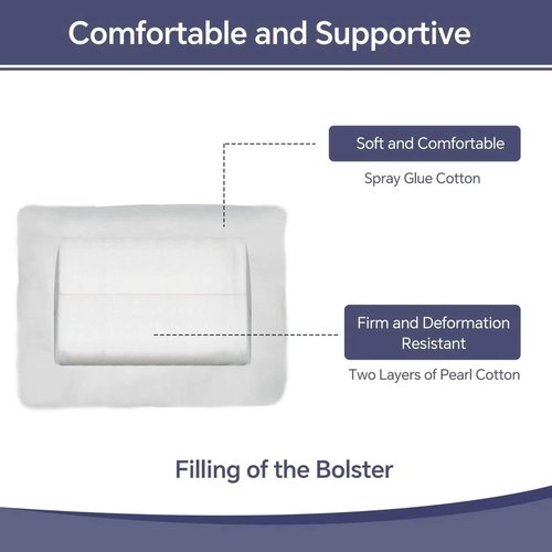Yoga Bolster (26x10.5x5.5 in) Supportive Cushion for Restorative Yoga Accessories Rectangular Bolster for Stretching & Meditation - 100% Organic Cotton, Removable Washable Cover - Navy Blue