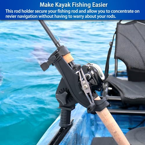 Kayak Track Fishing Rod Holder with Rubber Strap - Pack of 1 - Adjustable & Easy Install