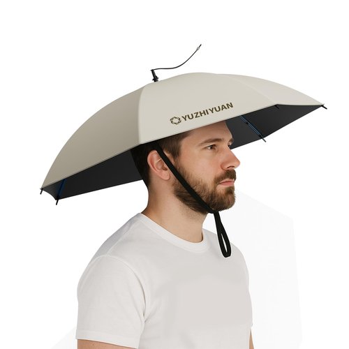 Umbrella Hat, 30.7/35.4/42.9 inch Umbrella Hats for Adults, Professional Black Coating Provides UPF 50+ UV Protection, Silicone Headband and Chin Strap for Fishing, Camping, Gardening Shade and more.