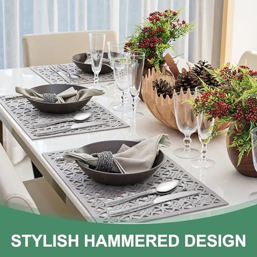 Wave Hammered Silverware Set for 8 - 40-Piece Stainless Steel Flatware Collection