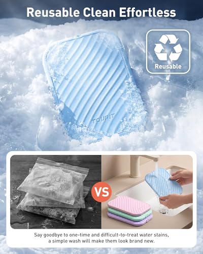 TOURIT Reusable Slim Ice Packs for Lunch Boxes - Baby Blue 4 Pack
