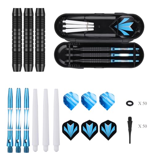 Blue Rainbow Soft Tip Darts Set 18g 21g with Aluminum Shafts & O-Rings - Electronic Dartboard