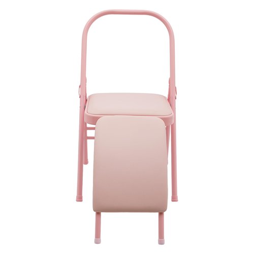 Foldable Yoga Auxiliary Chair, Yoga Chair with Lumbar Back Support for Balance, Posture & Flexibility Training for Home Fitness & Stress Relief (Pink)