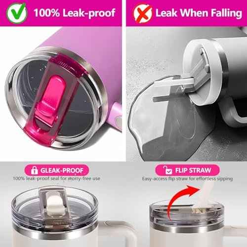 40 oz Detachable Lid Replacement for Stanley Tumbler, Leak-Proof Durable Splash-Proof Cover Compatible with Stanley 40 Ounce Cups£¬Cup Accessories for Stanley 2 Pack (Black+Black)