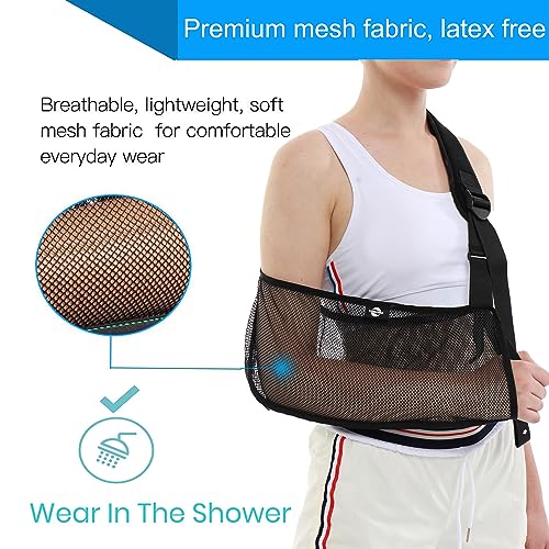 Mesh Arm Shoulder Sling Updated Version 2 - Adjustable Water-Resistant Immobilizer for Injuries