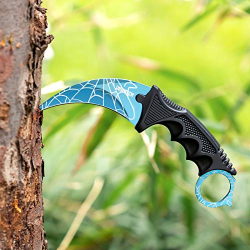 Dispatch Karambit Knife Fixed Blade Tactical Camping Tool Blue Pattern