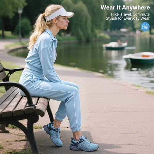 Women's Waterproof Hiking Shoes Blue 8.5 Lightweight Breathable Non-Slip Outdoors