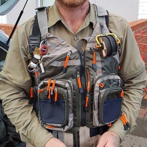 Fly Fishing Vest Pack for Men and Women - Army Green, Adjustable, Lightweight