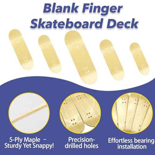 Mtuiweo DIY Series Wooden Finger Skateboard, 5 PCS Blank Teak Fingerboards Design Your Style, 30mm x 100mm Handmade Wooden Fingerboard Decks