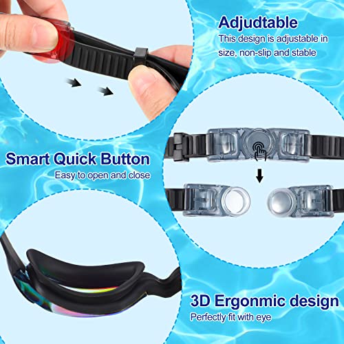 Swim Goggles for Adults and Kids - Lively Color, 6.3 x 1.8 Inches - Flutesan 6 Pack