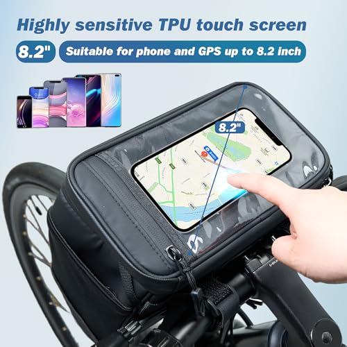 Insulated Handlebar Bag with Rain Cover and Touch Screen for Cycling