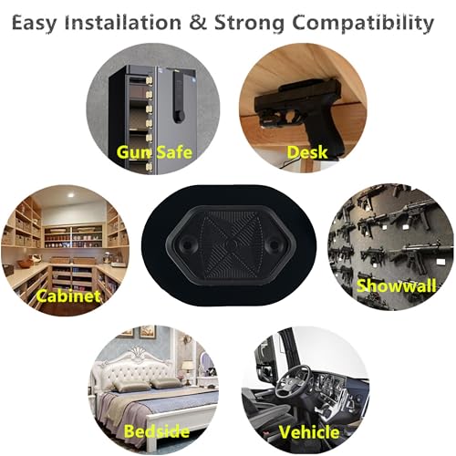 Black 2-Pack Gun Magnet 35lbs No Drill Adhesive Car Holster Anti-Scratch