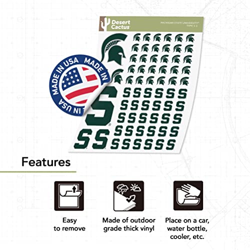Michigan State Spartans Vinyl Sticker Sheet 8.5x11 Inches - Campus Spirit Decal