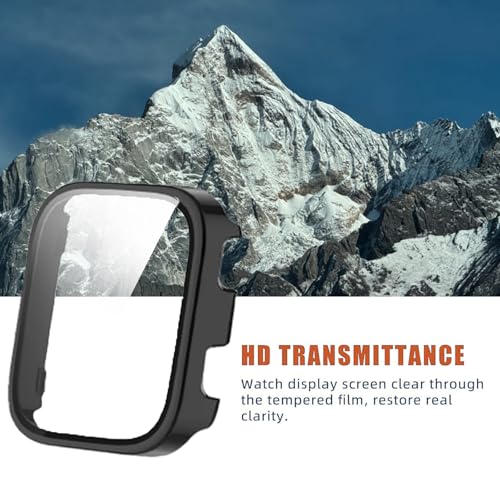 Lamshaw Hard PC Case with Tempered Glass Screen Protector for Amazfit Bip Max 50mm Smartwatch Black+Black