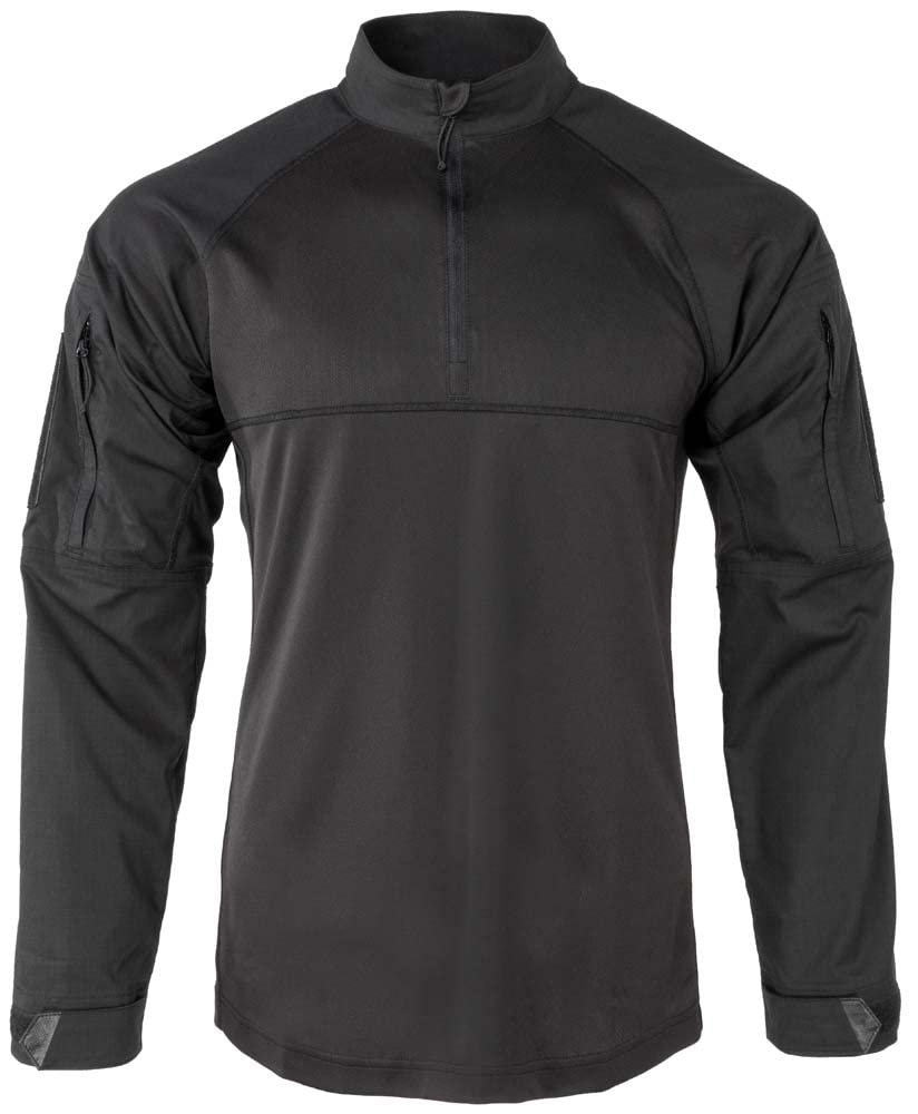 Propper Kinetic Tactical Combat Shirt, Ripstop Fabric Quarter Zip, Long Sleeve Shirt for Military and Law Enforcement, Black, Medium Short