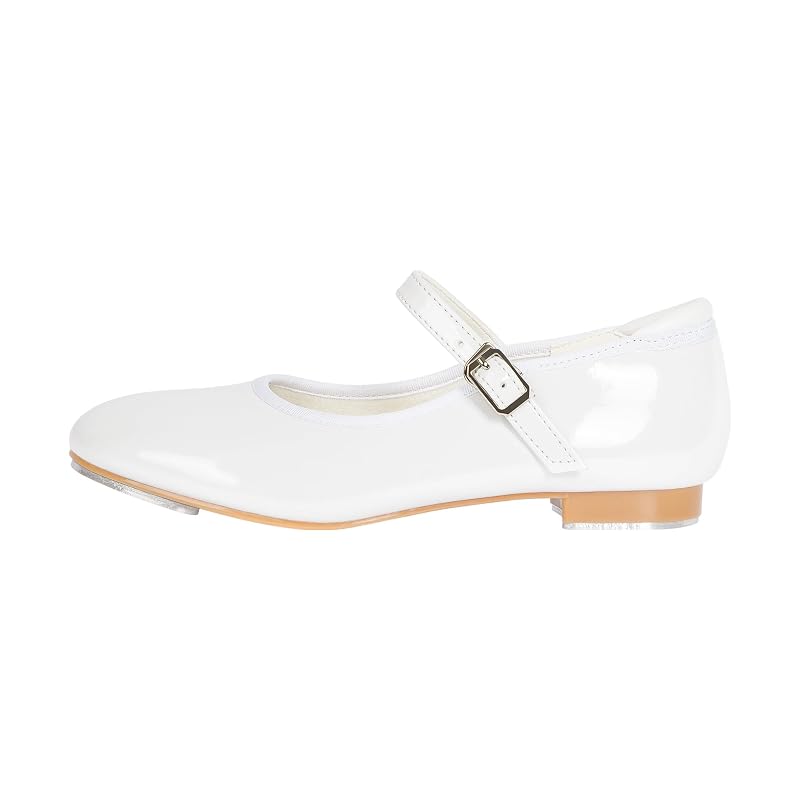 Mary Jane Tap Dance Shoes for Kids - Shiny White +8 Toddler Variation