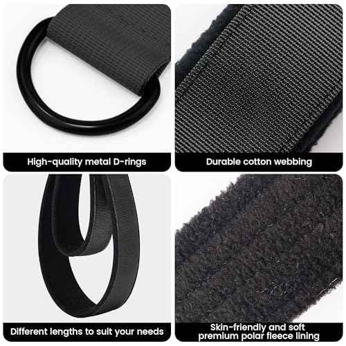 2PCS Comfortable Enhanced Thickness Pilates Double Loop Strap - D-Ring Strap for Home Gym & Yoga Workout Accessories