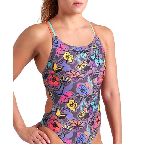 ARENA Women's Performance Vivid Repeat Swim Lace Plus Back One Piece Swimsuit