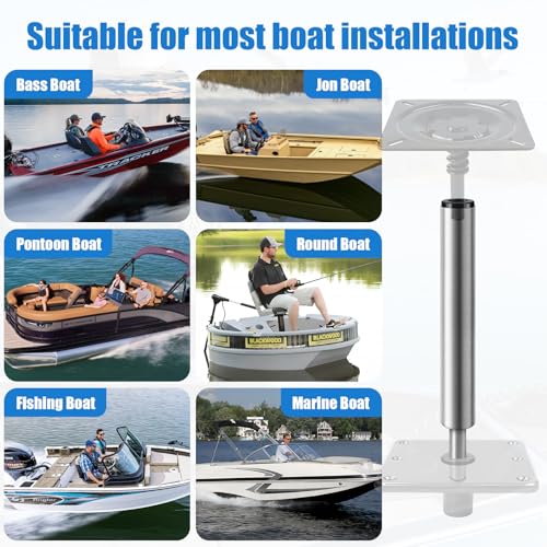 11-Inch Aluminum Boat Seat Pin Post Silver Lock-in Extension Pole for Marine