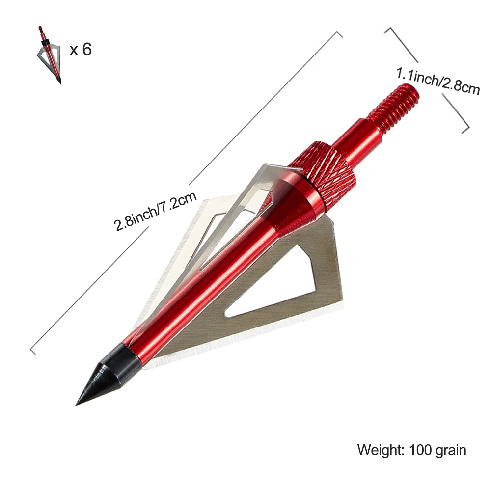 IRQ 20 Inch Crossbow Bolts and Crossbow Broadheads Set, Carbon Crossbow Arrows for Hunting and Outdoor Practice, 12 Red Arrows, 6 Broadheads(18 Pack)(Black and red)