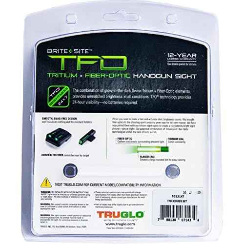 Truglo TFO Tritium & Fiber-Optic Sight Durable Snag-Resistant Glowing Night Sight, Compatible with Kimber 1911 Models with Fixed Rear Sight (Excluding Micro Series)