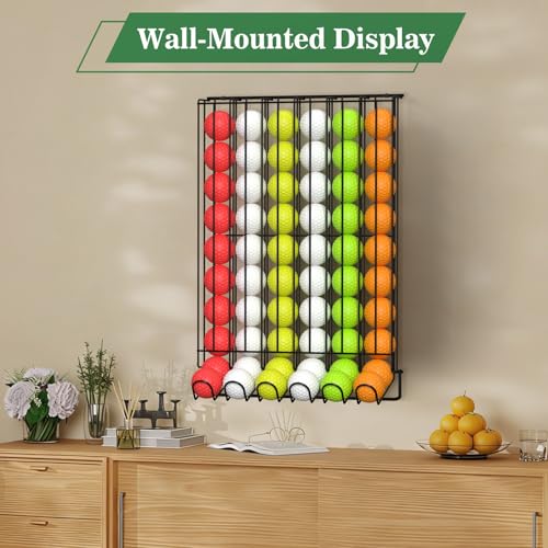Sunexinlo Black Golf Ball Holder for 60 Balls Wall & Countertop Dispenser