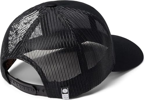 Salty Crew Retro Trucker Hat - Adjustable 6 Panel Snapback Cap - Black, One Size